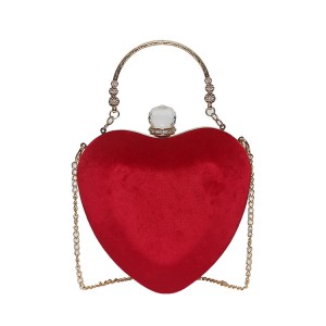 WENZHE Latest Design Winter Fashion Banquet Party Mini Heart Shaped Handbag Shoulder Sling Bag