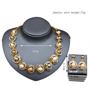 High Quality Newest Gold Chain Necklace Gift Statement Pearl Jewelry Necklace Sets